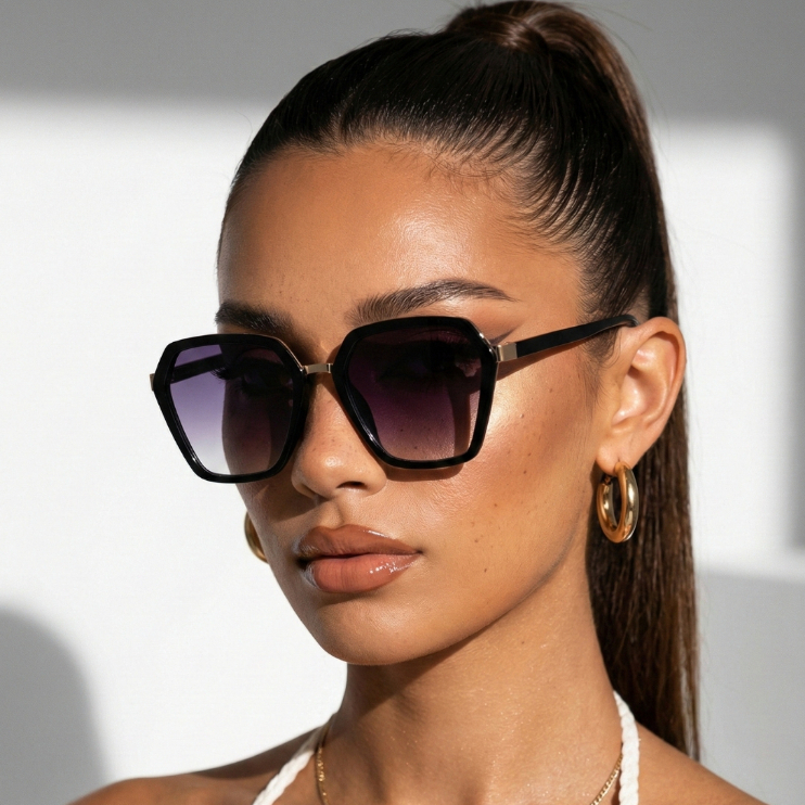 Óculos de Sol Kingston Quadrado Premium Geométrico Vintage UV400 Feminino