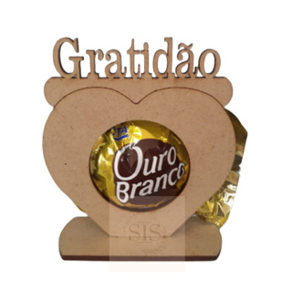 Kit 50 peças porta bombom coração Gratidão em MDF - lembrança dia das mães, aniversário, dia da mulher em Oferta na Shopee
