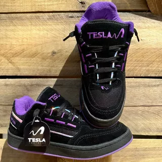 Tenis Tesla Coil Lançamento Preto e Roxo Masculino e Feminino