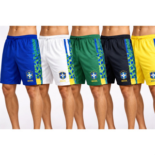 Bermuda Brasil Masculina Seleção Brasileira Futebol Esportiva Confortável em Oferta na Shopee
