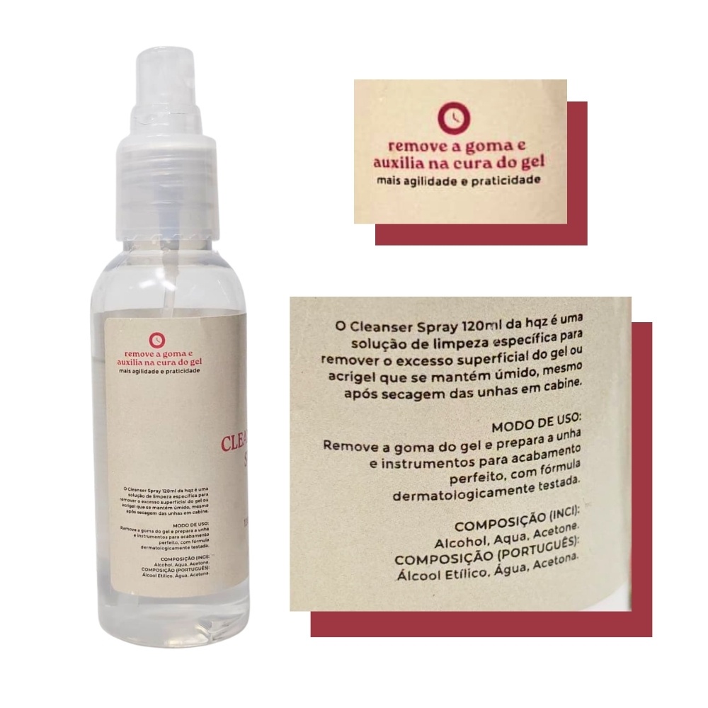 Cleanser Limpeza e remoção da Goma de Gel HQZ Nails - 120ml