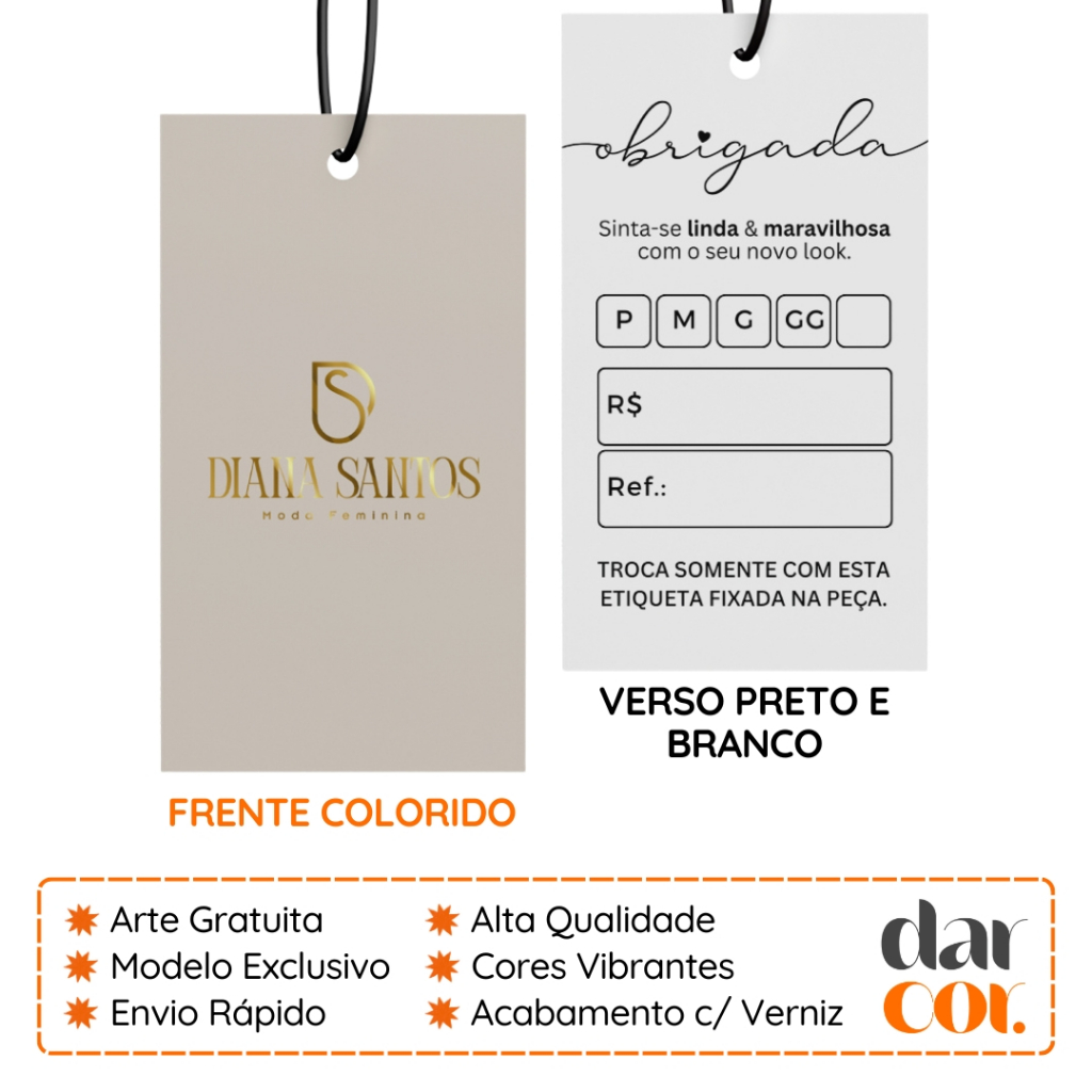 2000 Etiquetas Tags Personalizadas Para Roupas Com Sua Logo Marca ...