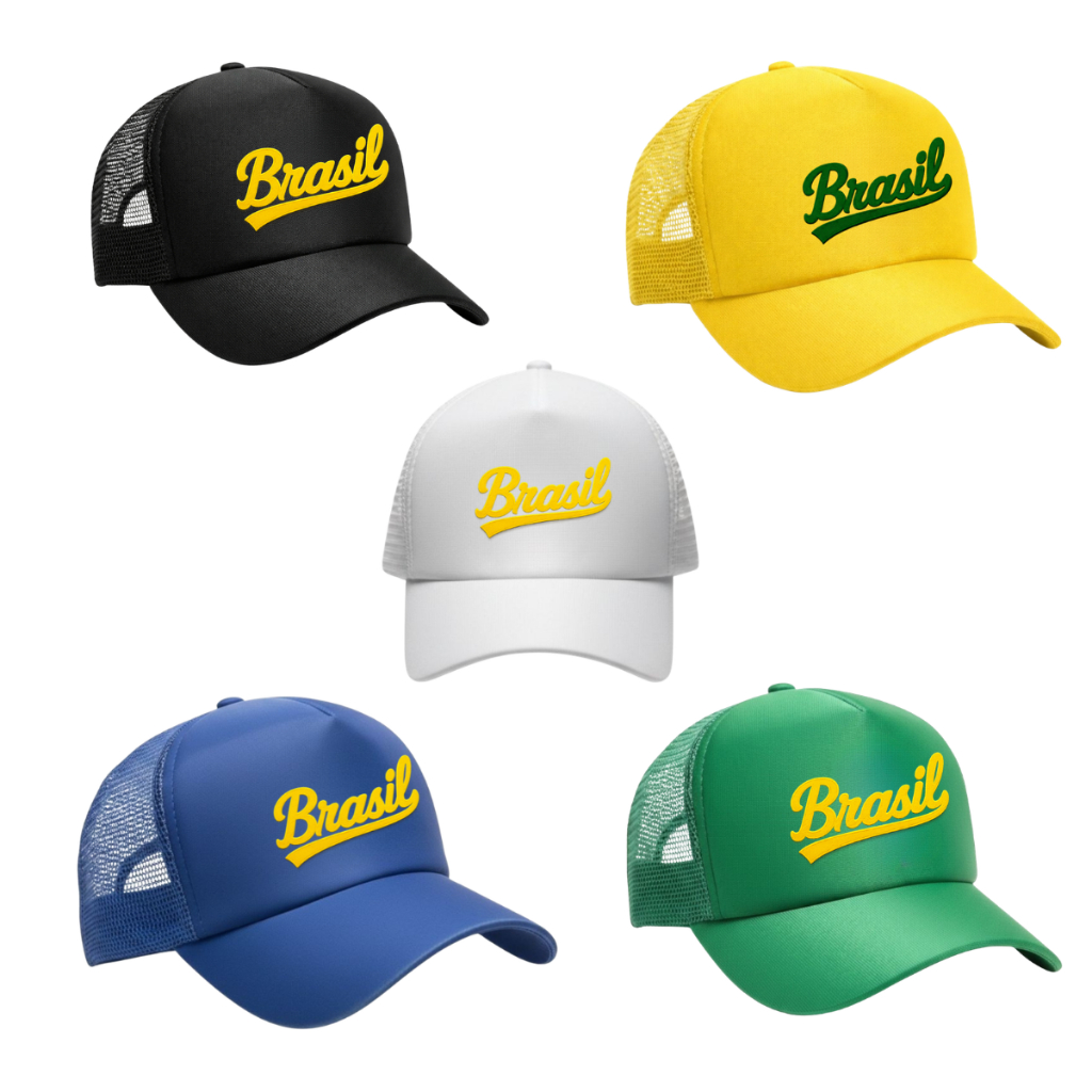 Boné Brasil Trucker Aba Curva Copa Do Mundo País Futebol Eleição Várias Cores em Oferta na Shopee
