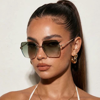 Oculos de Sol Capri Verde Degrade Quadrado Grande Premium Blogueira Tendencia uv400 Feminino em Oferta na Shopee