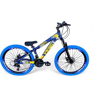 Bicicleta Aro 26 Vikingx Tuff Downhill cambio shimano 21v Rodas Vmaxx Freio a Disco Pneu Flame azul em Oferta na Shopee