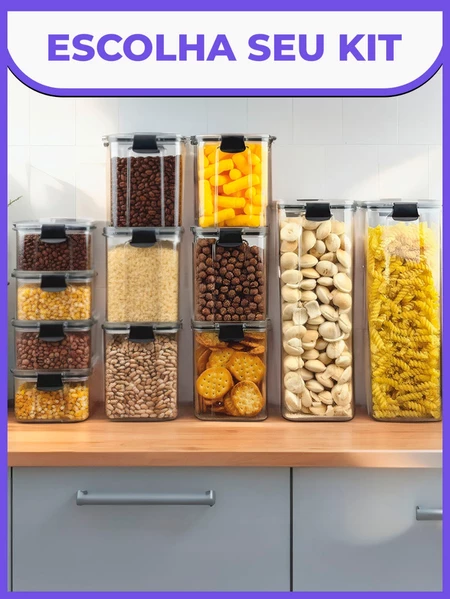 Kit com 4 pote hermético plástico 1 litro para mantimentos 