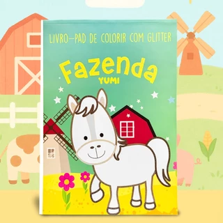 Livro Infantil De Colorir Grande Animais da Fazenda Desenhos Com Glitter Edição Premium em Oferta na Shopee