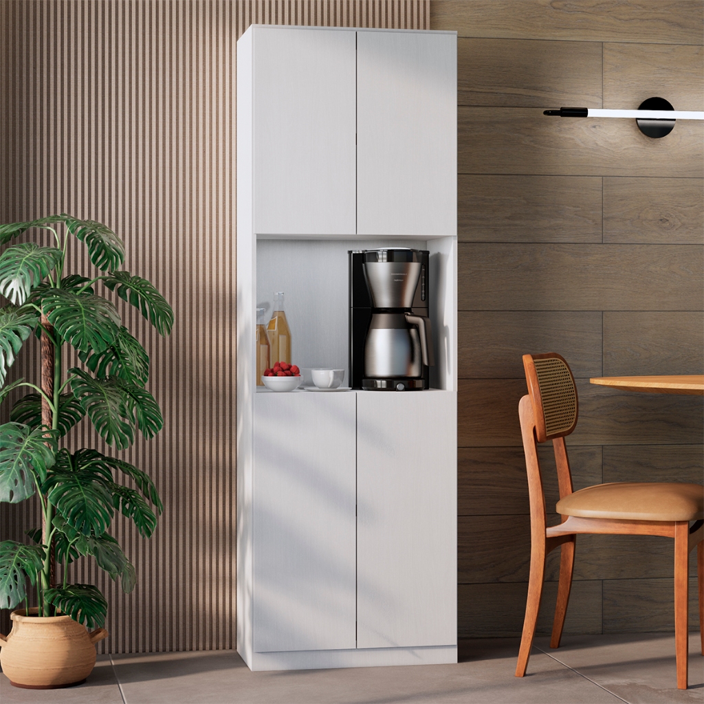 Armario cozinha moderna compacto 4 portas mdp nicho micro-ondas organizador