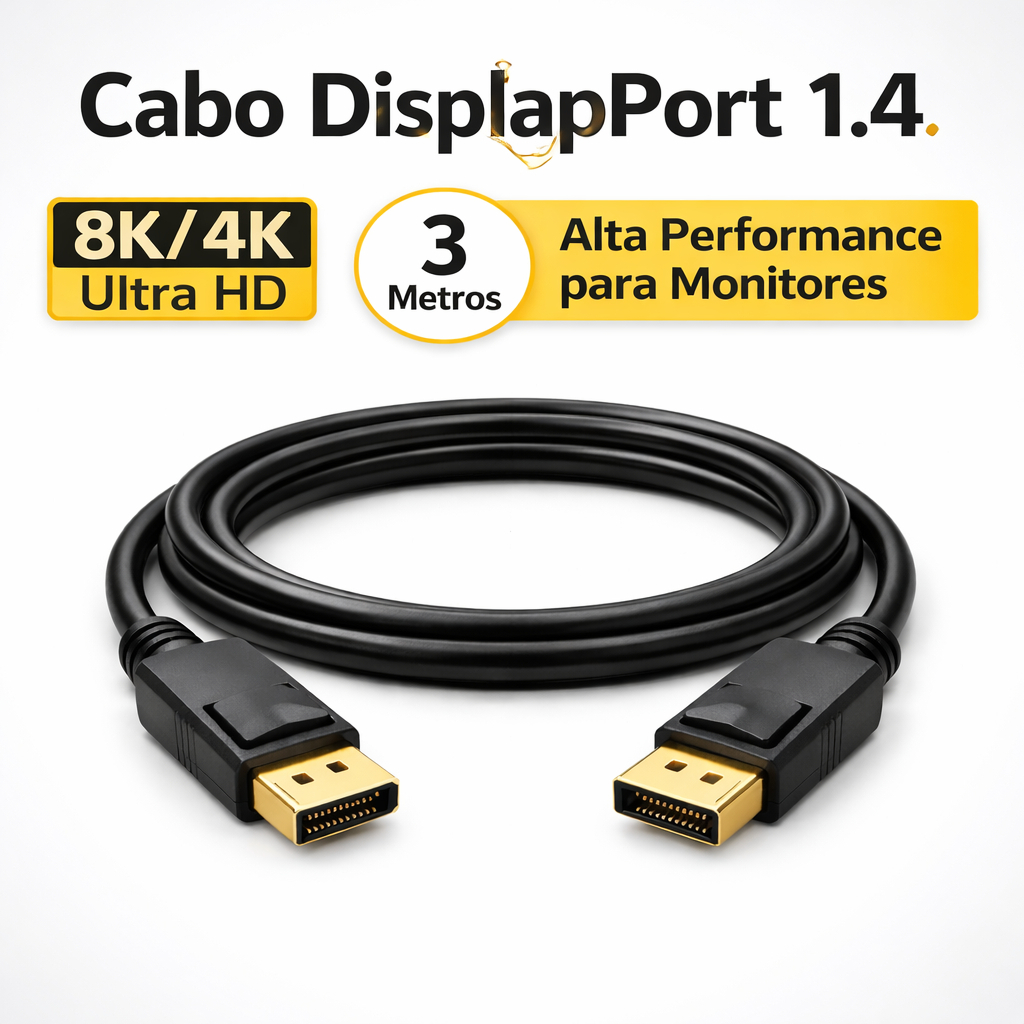 Cabo Displayport 1.4 8K 4K 144Hz HDR Dp Gamer Alta Velocidade Ultra HD