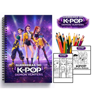 Caderno de Colorir Guerreiras do K-Pop – Demon Hunters | 50 Desenhos Exclusivos A4/A5 | Arte Estilo Kpop Fantasia em Oferta na Shopee