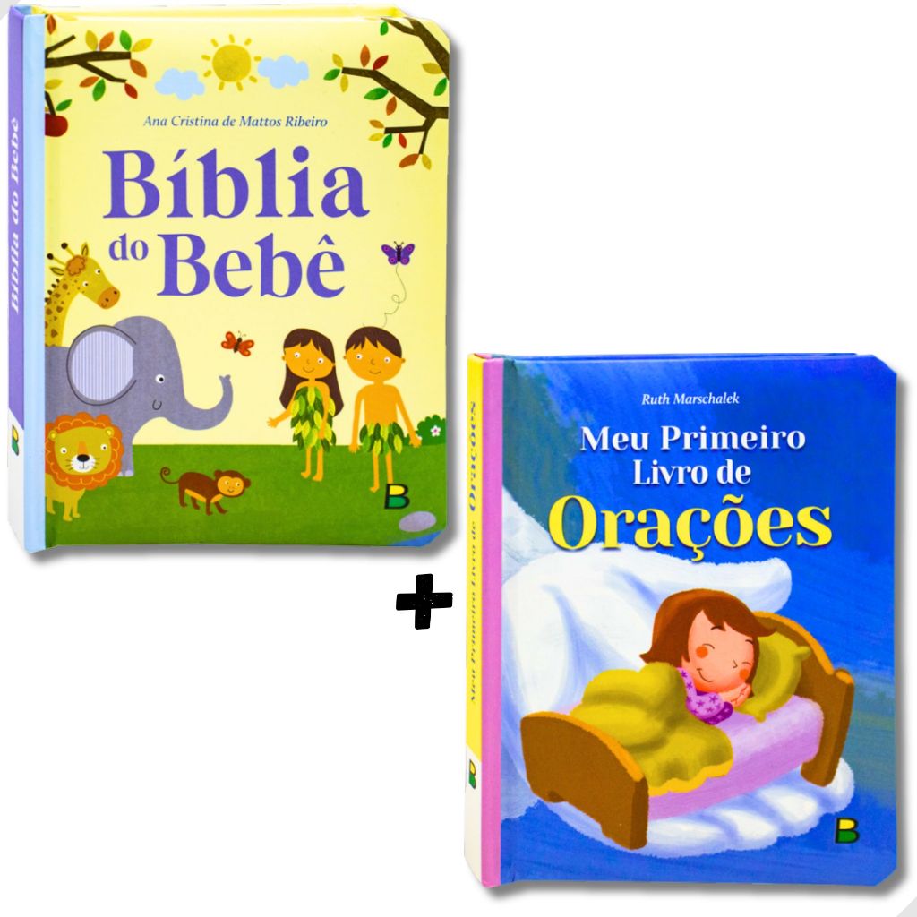 Livro Bíblia do Bebê Infantil Educativo Menino Menina Kit 2 Unidades ...