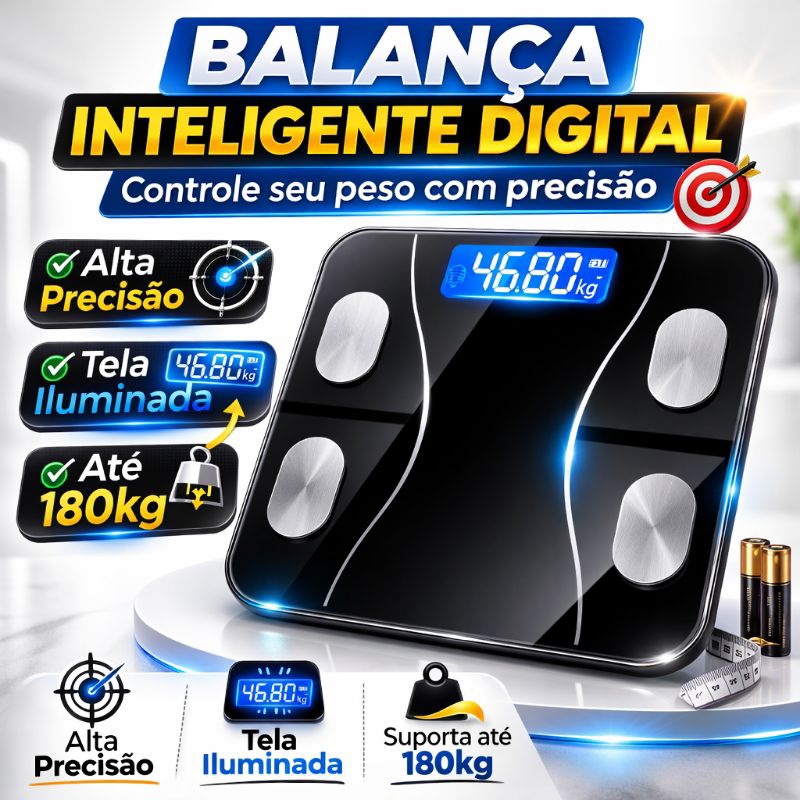 Balança Digital Corporal Inteligente Bluetooth Bioimpedância IMC ...