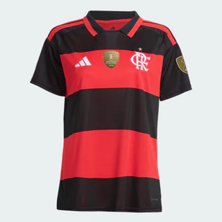 Manto Flamengo Feminina Jogo 1 Adidas 2026 + Kit Patches CAMPÉON Libertadores 2025 em Oferta na Shopee