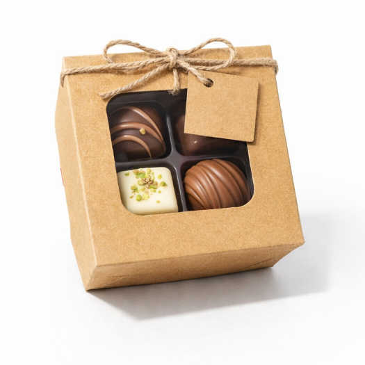 Caixa Bem Casado Bombom Trufa Brownie 8x8x4 Kraft 20 Uni