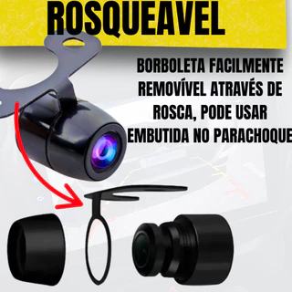 Câmera Ré Universal Automotiva Borboleta Parachoque com Visão Noturna Colorida Carro Caminhão Van