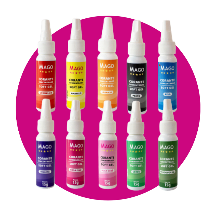 Kit 10 Unidades Corante Alimentício Soft Gel MAGO 15g I Core