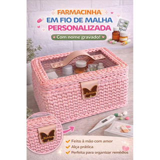 Farmacinha Kit Higiene Bebê em Fio de Malha Personalizada | Caixa Organizadora com Tampa em Acrílico | Porta Remédios em Oferta na Shopee