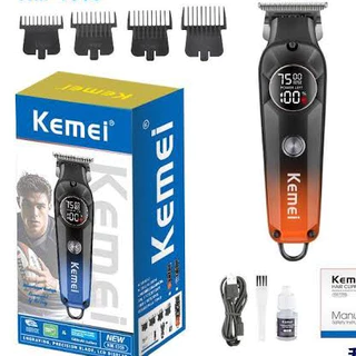 Máquina de Cortar Cabelo e Barba Kemei KM-1359 – Motor 7500RPM, Bateria 1200mAh, Display LED Turbo
