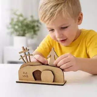 kit Lembrança Mini Cenário Páscoa Jesus Ele Vive Montar Evangelização Culto Infantil Catequese MDF em Oferta na Shopee