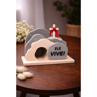 Decoração de Páscoa Ele vive + Porta Objetos + Coelho Minimalista em Oferta na Shopee