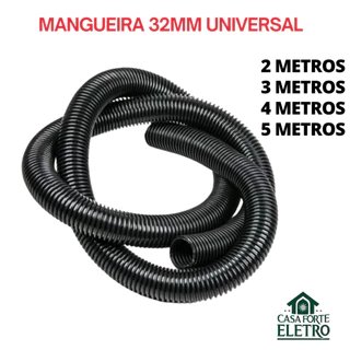 Mangueira Aspirador 2,3,4,5m 32mm Preta Compatível com aspiradores Electrolux entre outras marcas
