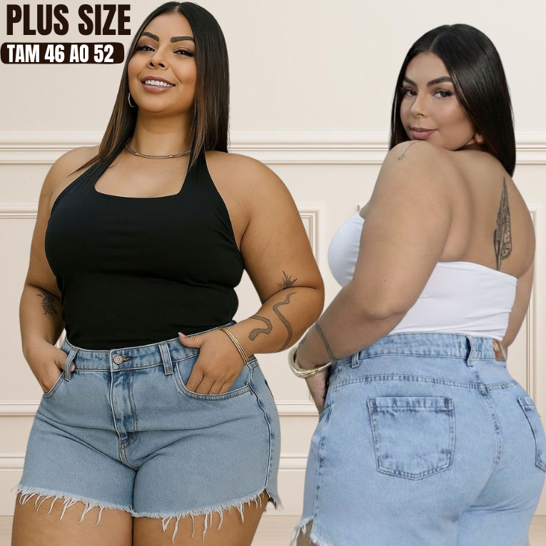 cropped plus size feminino frente unica decote quadrado regata
