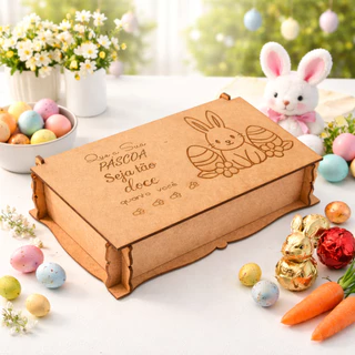Caixa de Páscoa Feliz Páscoa Embalagem para doces e ovos de Páscoa em MDF em Oferta na Shopee
