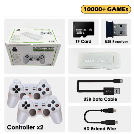 Videogame Stick 10mil 2 Controles Sem Fio Console Portatil Jogos Retro Antigo