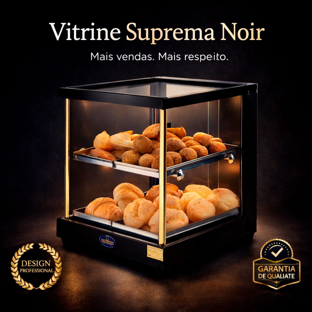 Vitrine Aquecida Estufa Para Salgados Retilínea Black com 4 