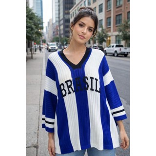 Blusa do Brasil Feminina Tricot Estilosa Elegante Tendência Copa Tricô — foto 2 — Achou Levou Brasil
