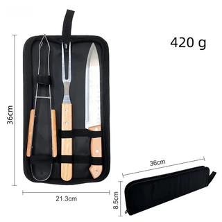 Kit De Churrasco De Conjunto De 3 Peças Aço Inox Com Estojo WM