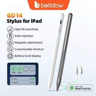 BETTDOW GD14 Caneta Stylus com APP Find My para iPad e teclas de atalho personalizadas para iPad 3/4/5/6 Gen 2018-2024 em Oferta na Shopee