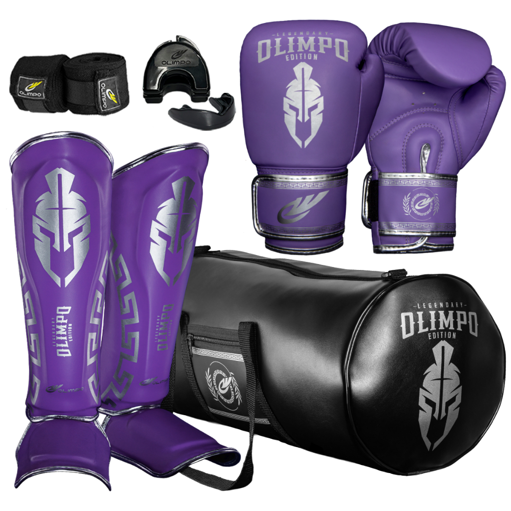 Kit Muay Thai Luva + bolsa + caneleira + bandagem 5M + case +