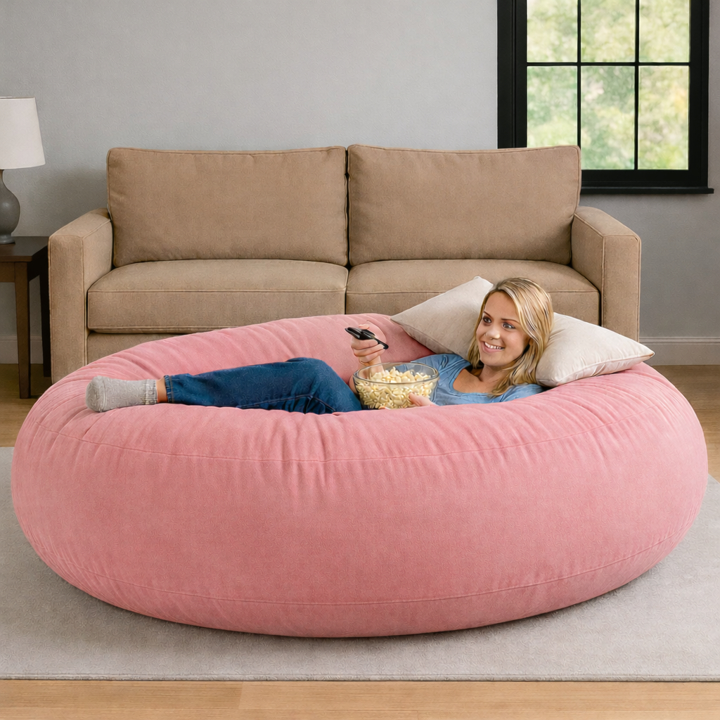 Puff Premium Gigante Material Refinado Suede Diversas Cores 140x25 ...