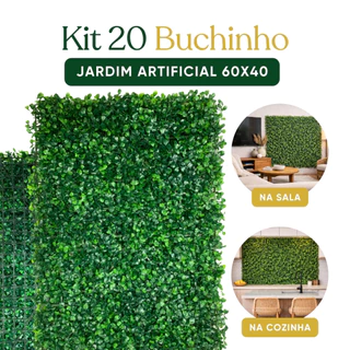 20 Placas Jardim Artificial Vertical Buchinho 60x40 | Painel Parede Verde