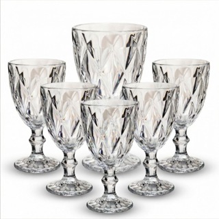 Jogo de Taça Diamante Copo Vidro Transparente 2/4/6 Taças Abacaxi Gourmet Bico De Jaca 330ml