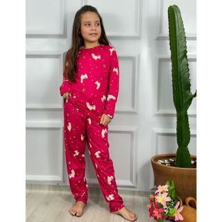 Pijama Criança Frio Infantil Inverno Manga Longa Estampado Conjunto Menina Suede Calça Blusa Dormir em Oferta na Shopee