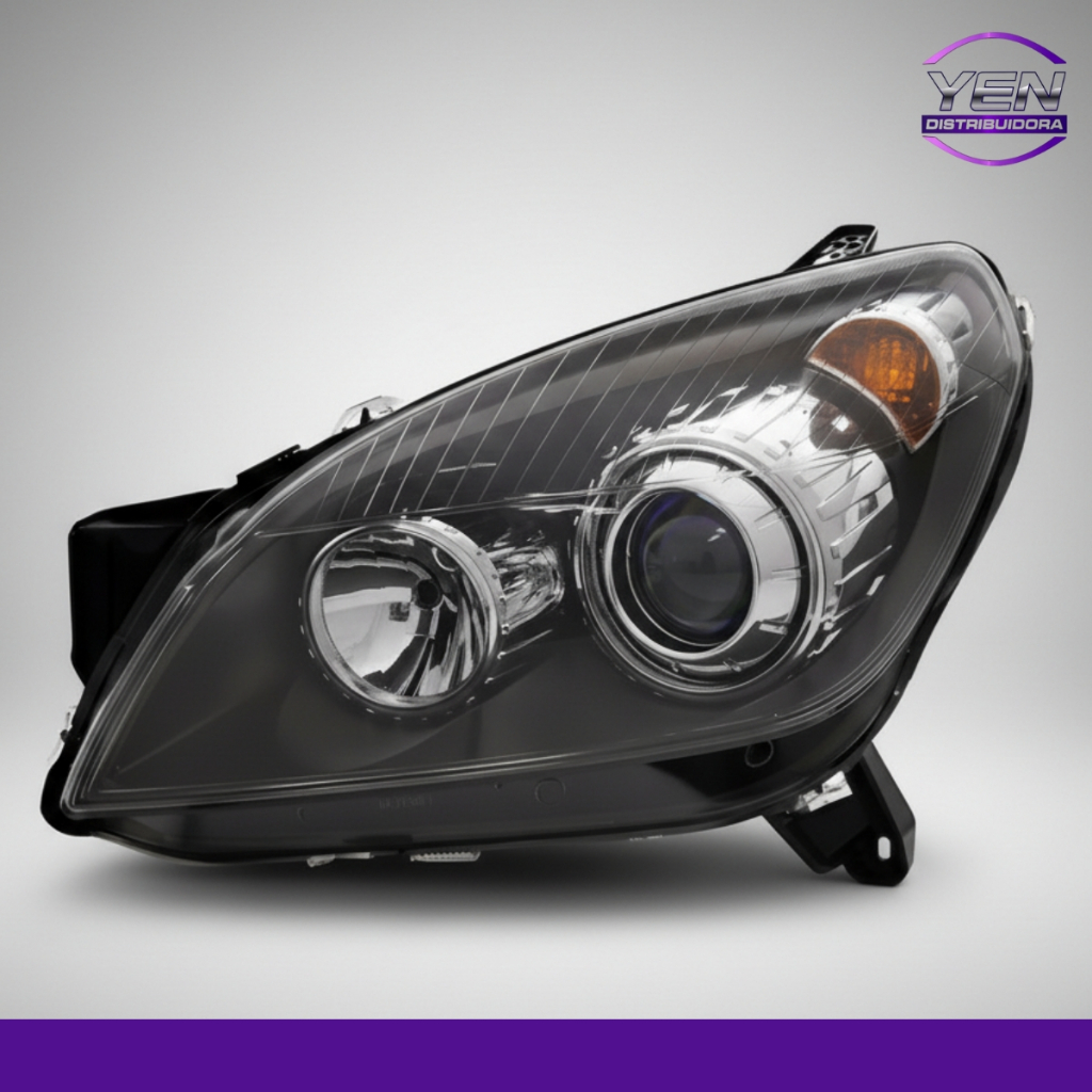 Farol Vectra 2006 a 2008 Máscara Negra Lente Lisa Foco Duplo H1 H7