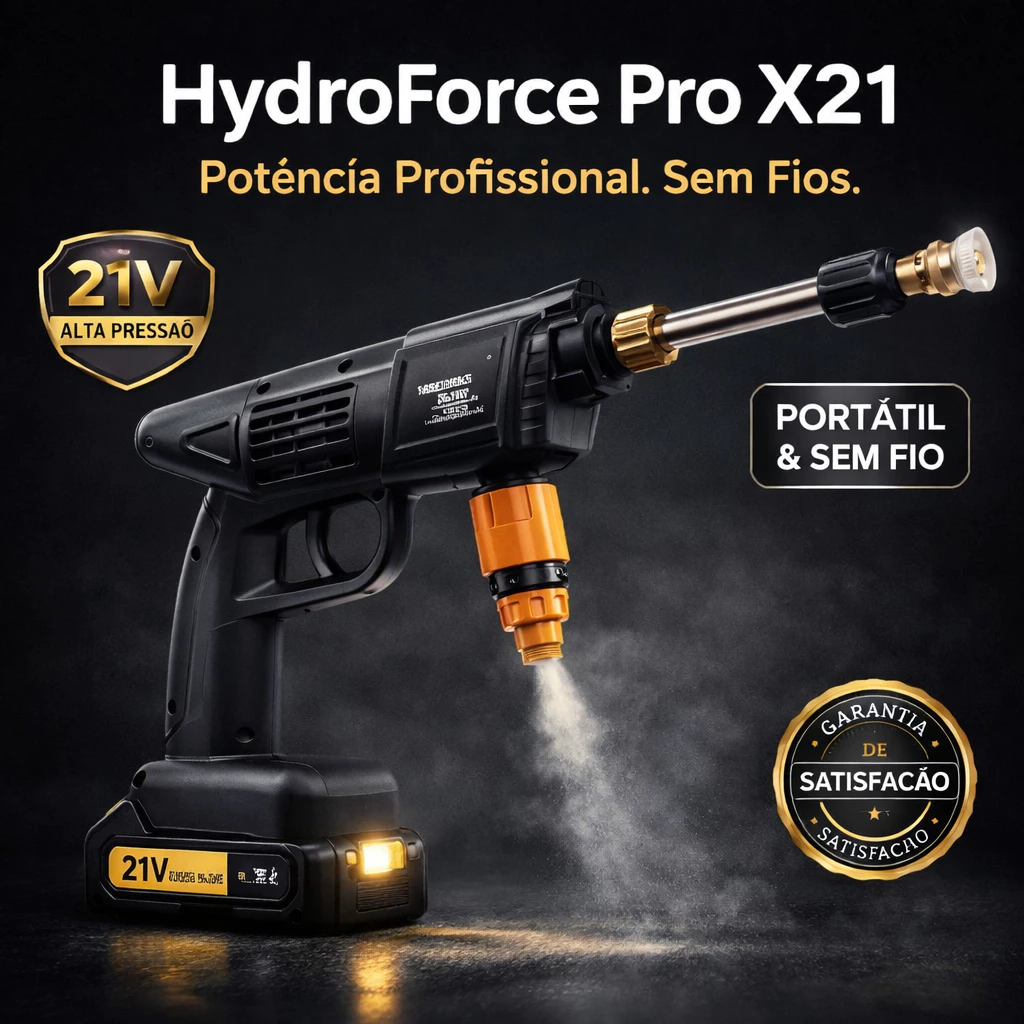 *HydroForce Pro X21* Lavadora de Alta Pressão Portátil 21V Sem Fio Bateria Recarregável