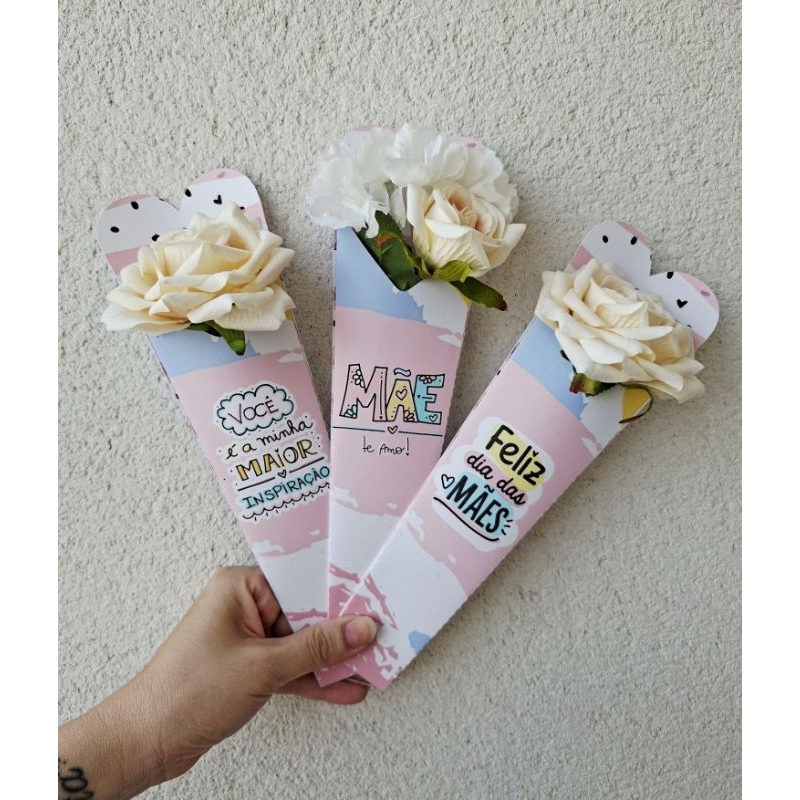10 Portas Rosa Feliz dia das Mães colorido lembrancinha embalagem em Oferta na Shopee