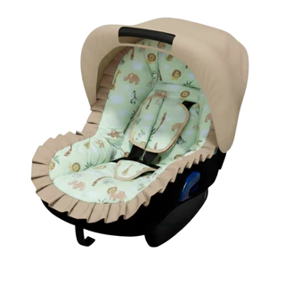 Kit Capa de Bebe Conforto + Protetor de Cinto + Capota Solar com Tecido Estampado 100% Algodão em Oferta na Shopee