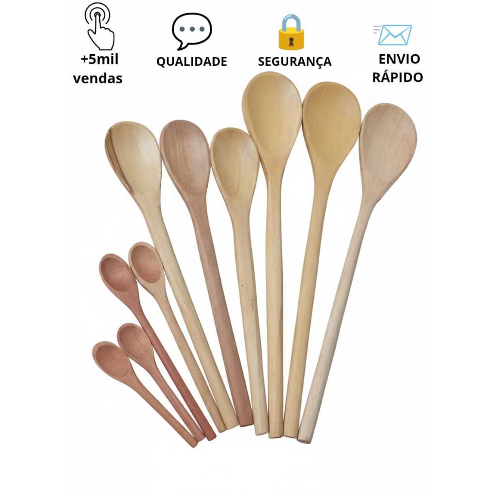 KIT VARIADO COLHER DE PAU - VARIOS TAMANHOS ESCOLHA SEU CONJUNTO ...