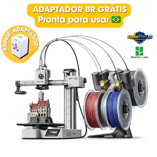 Bambu Lab A1 Mini Combo + AMS Lite + Suporte e NF — Impressora 3D Multicor c/ Adaptador de Tomada!