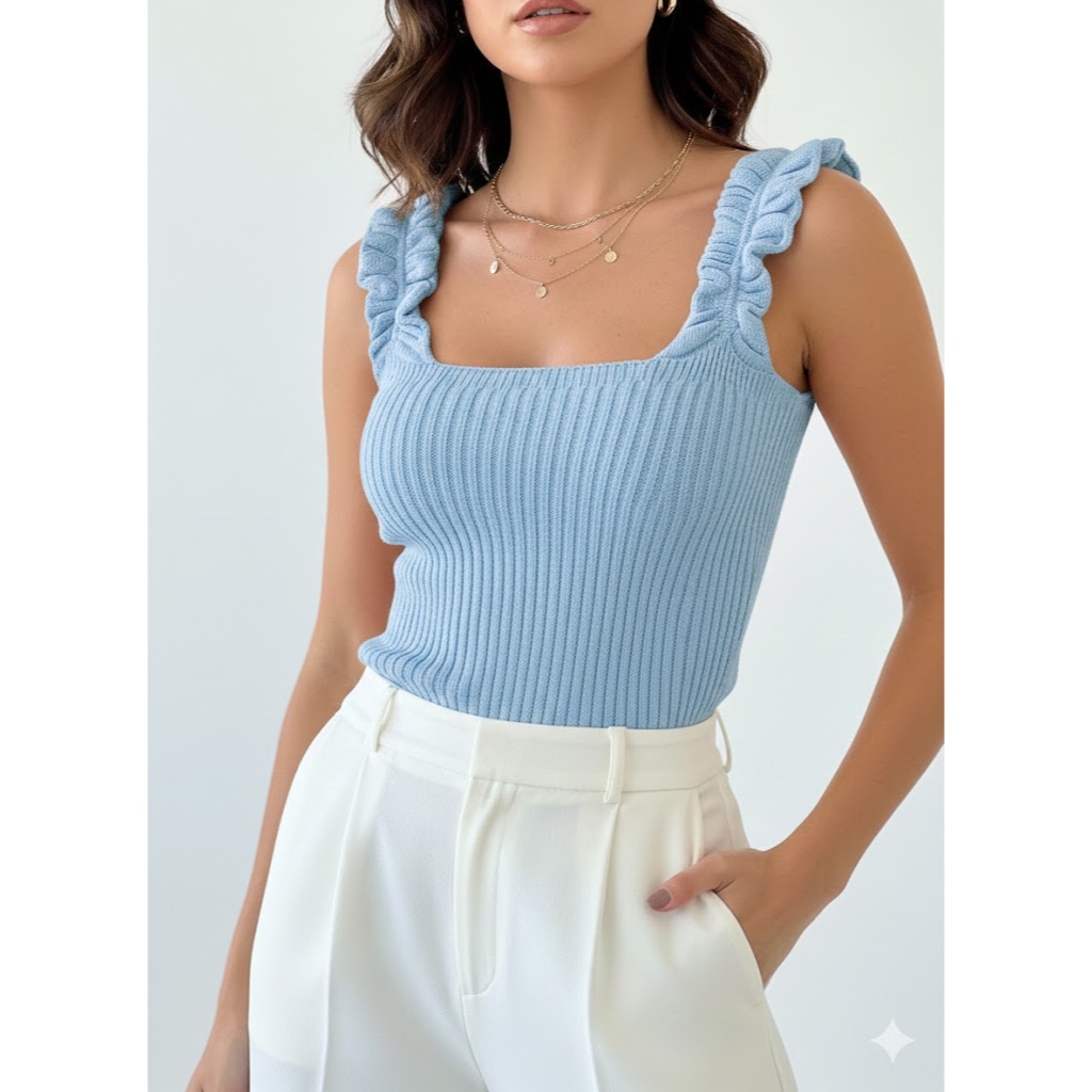 BLUSA FEMININA CROPPED ROUPA ESTILOSA REGATA TRICOT MODAL VERÃO ...
