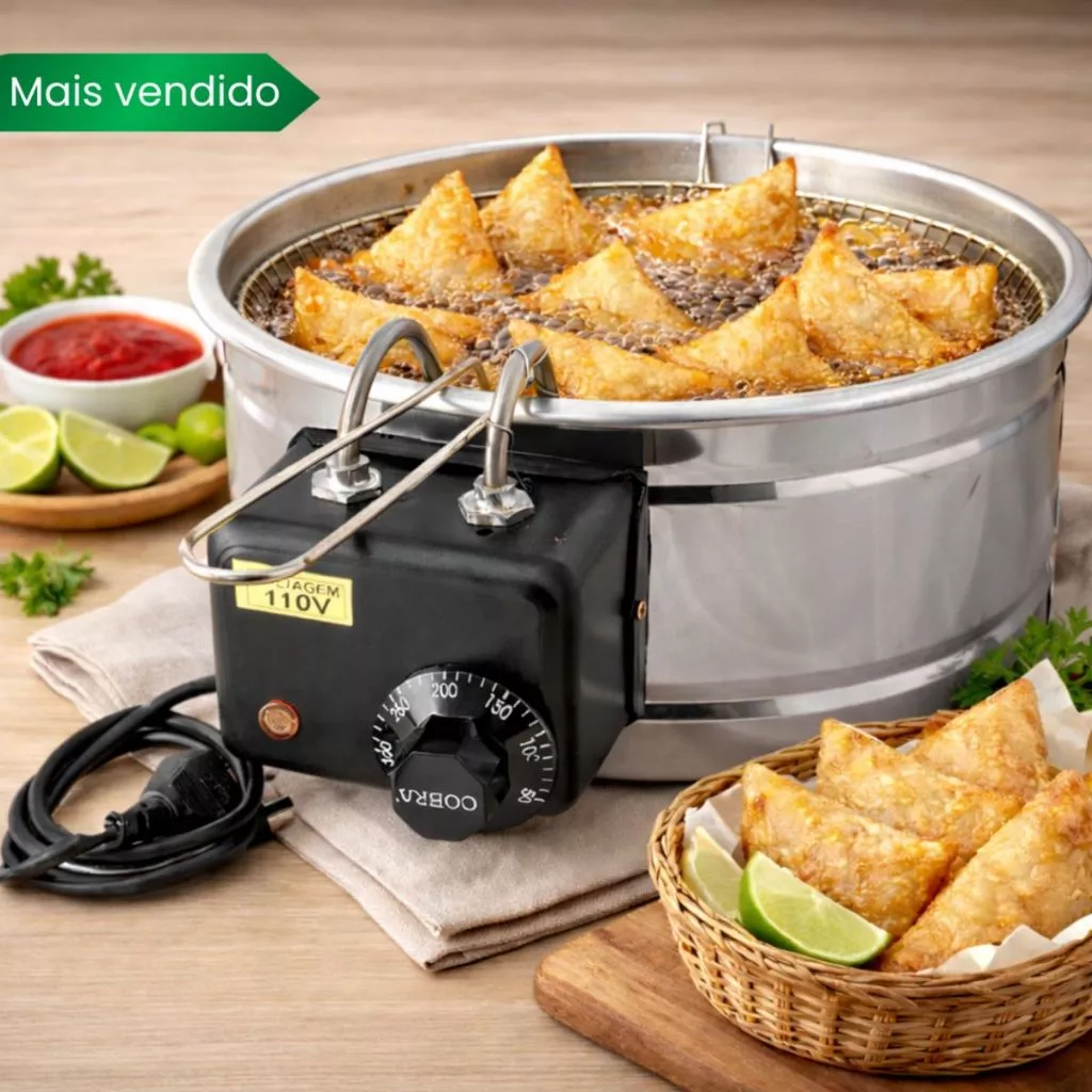 Fritadeira Elétrica de Pastel Tacho 5 Litros Redonda Inox