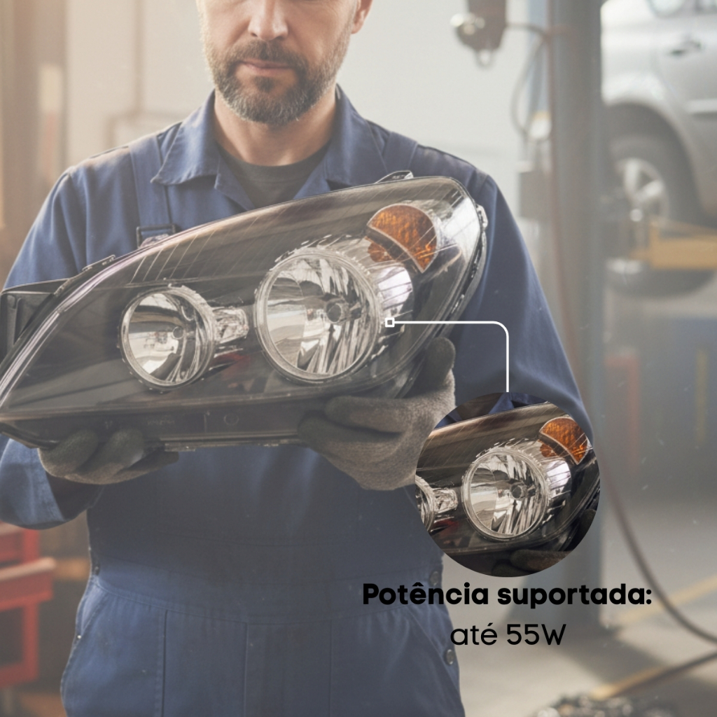 Farol Vectra 2006 a 2008 Máscara Negra Lente Lisa Foco Duplo H1 H7