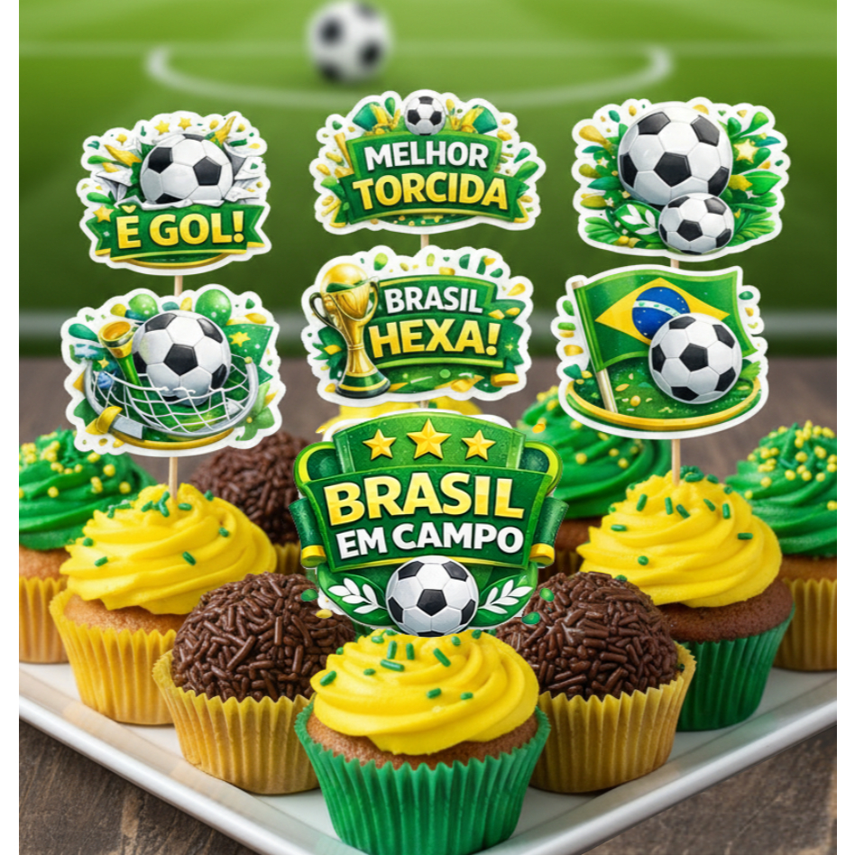 Kit 30 Topper Docinhos Copa do Mundo Brasil - Modelos Diversos | Shopee ...