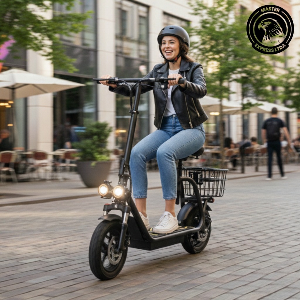 Scooter Elétrica 500W 48V com Banco, Cesta Traseira, Caixa de Som ...