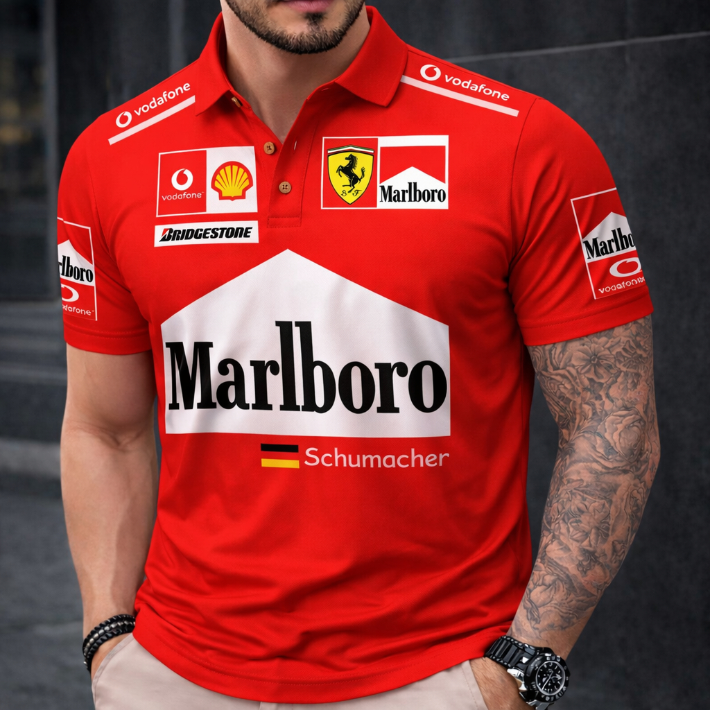Camisa com Gola tradicional Malha Piquet Marlboro Ferrari Edição