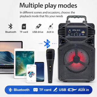 Caixa de Som Portátil Com Microfone Wireless Bluetooth Rádio FM PenDrive SD KTS-1513